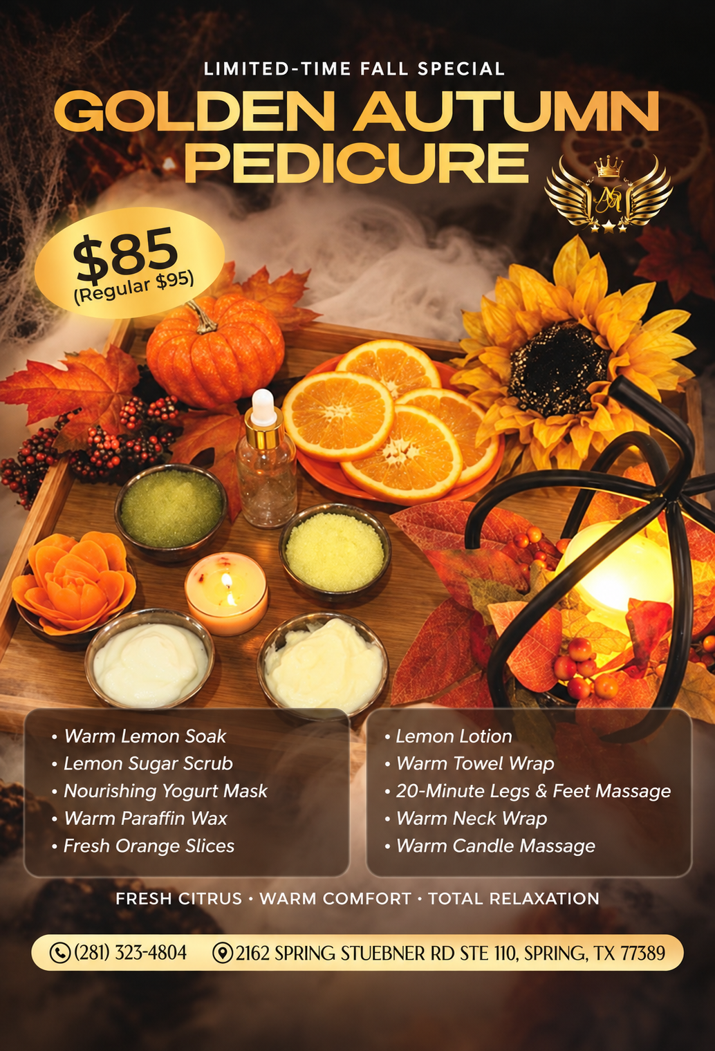 Golden Autumn Pedicure special for $85, regular price $95